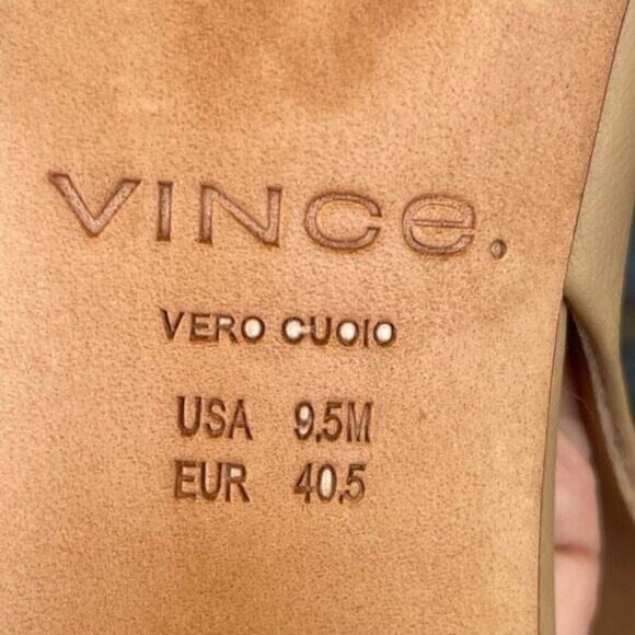 Vince Niara Tan Leather Slingback Block Heel Square Open Toe Sandal Women 9.5M - Picture 10 of 11